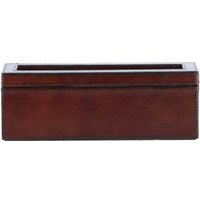 Premium Leather Triple Watch Case with See Through Lid - Chestnut - image 1