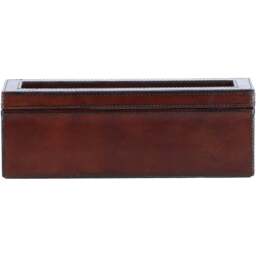 Premium Leather Triple Watch Case with See Through Lid - Chestnut - thumbnail 2