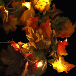 Autumnal Garland Artificial Maple Leaf LED Indoor Outdoor Halloween Decoration - Orange - thumbnail 3