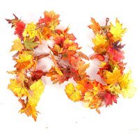Autumnal Garland Artificial Maple Leaf LED Indoor Outdoor Halloween Decoration - Orange
