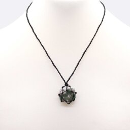 Laced Moss Agate Hexagon Pendant, Nature Inspired Jewelry - Green - thumbnail 3