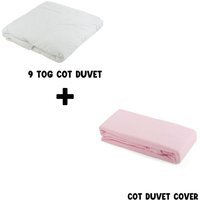 Junior Joy Baby 9 TOG Cot Duvet and Duvet Cotton Cover Set 100x120cm - Pink