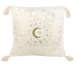 Celestial Elegance Astrology Wheel Cushion 35Cm - Off White - thumbnail 2