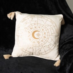 Celestial Elegance Astrology Wheel Cushion 35Cm - Off White - thumbnail 3