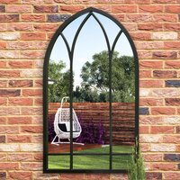 Arcus Window Outdoor Arch Garden Wall Mirror - Black