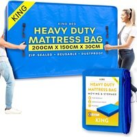 Heavy Duty Mattress Bag for Moving - Reusable Waterproof Mattress Cover - Blue / King