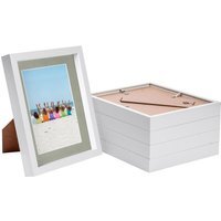 "8x10"" White 3D Box Photo Frame - 5x 7"" Mount - Pack of 5 - White/Grey" - thumbnail 1