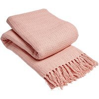 Lisbon Pure Cotton Honeycomb Throw - Blush Pink / 228cm / 254cm
