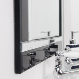 MirrorOutlet Aston Black All Glass Small Mirror 91 x 61cm - Black - thumbnail 5
