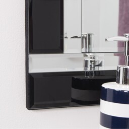 MirrorOutlet Aston Black All Glass Small Mirror 91 x 61cm - Black - thumbnail 4