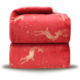 Plush Soft Foil print Stag Luxury Throw - Red - thumbnail 5