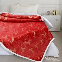 Plush Soft Foil print Stag Luxury Throw - Red - thumbnail 1