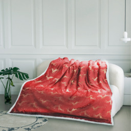 Plush Soft Foil print Stag Luxury Throw - Red - thumbnail 4