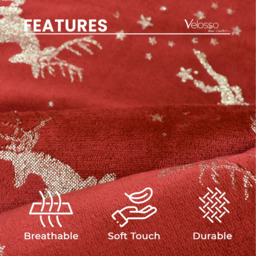 Plush Soft Foil print Stag Luxury Throw - Red - thumbnail 3