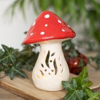 Mushroom Tealight Candle Holder - White & Red