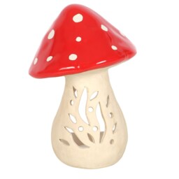 Mushroom Tealight Candle Holder - White & Red - thumbnail 5