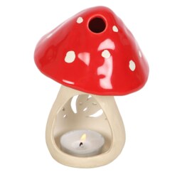 Mushroom Tealight Candle Holder - White & Red - thumbnail 4