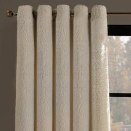 Pair Of Teddy Fleece Thermal Eyelet Curtains - Cream / 228cm - thumbnail 2