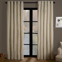 Pair Of Teddy Fleece Thermal Eyelet Curtains - Cream / 228cm - thumbnail 1