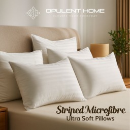 Striped Microfibre Hotel Quality Pillow Soft Medium Support - White / 2 - thumbnail 2