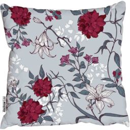 Roses and lilies with leaves Outdoor Cushion - Red / 60cm - thumbnail 2
