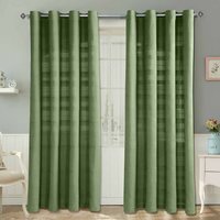 Homescapes Cotton Rajput Ribbed Curtain Pair - Dark Olive / 167cm / 182cm
