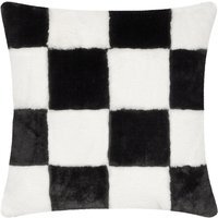 Cozeecheck Faux Fur Polyester Filled Cushion - Black - image 1