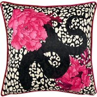 Serpentine Animal Print Cushion - Black-Ruby / Polyester