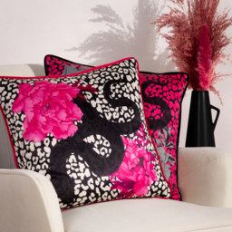 Serpentine Animal Print Cushion - Black-Ruby / Polyester - thumbnail 4