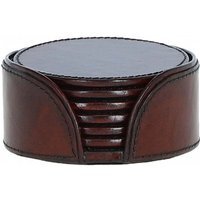 Premium Leather Round Coaster - Chestnut - thumbnail 1