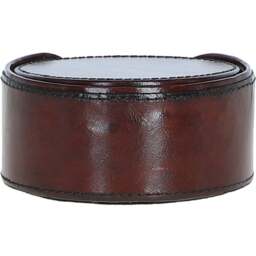 Premium Leather Round Coaster - Chestnut - thumbnail 4