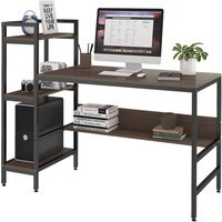 Computer Desk 4 Tier Storage Shelves - Dark Walnut