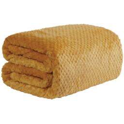 Waffle Honeycomb Mink Throw - Ochre Yellow / 240cm - thumbnail 2
