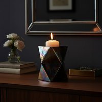 Rambia Large Oil Slick Glass Candle Holder - Multicolour