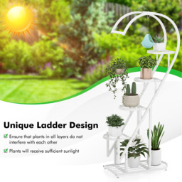 5 Tier Metal Plant Stand-White - White - thumbnail 4