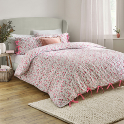 Hannah Floral Cotton Duvet Cover Set - Pink / Double - thumbnail 2