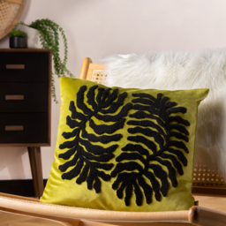 Maldive Botanical Velvet Tufted Cushion - Moss - thumbnail 4