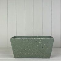 Dark Green Earthy Sage Bamboo Terrazzo Windowsill Planter - Pale Green