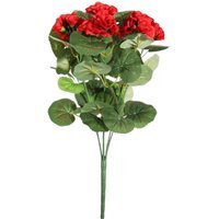 Artificial Geranium Bush - 7 Stems (40cm) - Red