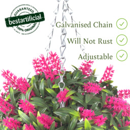 Best Artificial 28cm Pink Lush Lavender Hanging Basket Flower Topiary Ball - Pink - thumbnail 3