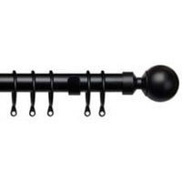 25-28mm Ball End Black Metal Curtain Pole Set - Black / 170cm