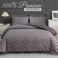 Pamposh Premium Microfiber Durable Duvet Cover Set - Grey & Black / Superking / Duvet Cover Set (1 x Duvet Cover + 2 x Pillowcase)