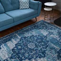 Traditional Medallion Living Area Rug - Navy Blue / 150 x 80cm - thumbnail 3
