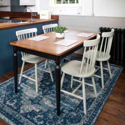 Traditional Medallion Living Area Rug - Navy Blue / 150 x 80cm - thumbnail 4