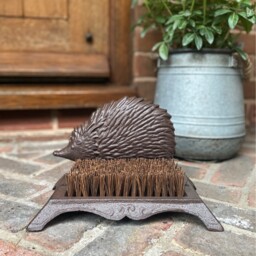Cast Iron Hedgehog Boot Brush Shoe Scraper and Beetle Boot Jack - Brown - thumbnail 4