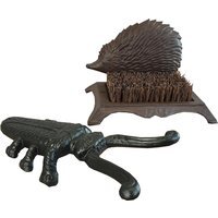 Cast Iron Hedgehog Boot Brush Shoe Scraper and Beetle Boot Jack - Brown - thumbnail 1