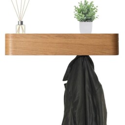 Wall-Mounted Coat Rack with 5 Hidden Hooks - Oak - thumbnail 2