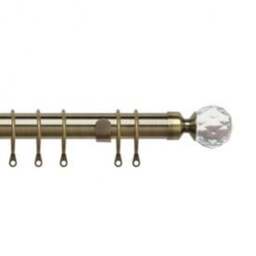 25-28mm Crystal End Antique Brass Metal Curtain Pole Set - Antique Brass / 170cm - thumbnail 2