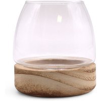 Mini Tung Wood Glass Terrarium Vase for Plants - Brown
