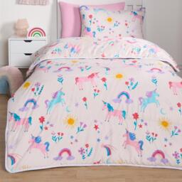 Unicorn Print Reversible Coverless 10.5 Tog Duvet Set - Pink - thumbnail 5